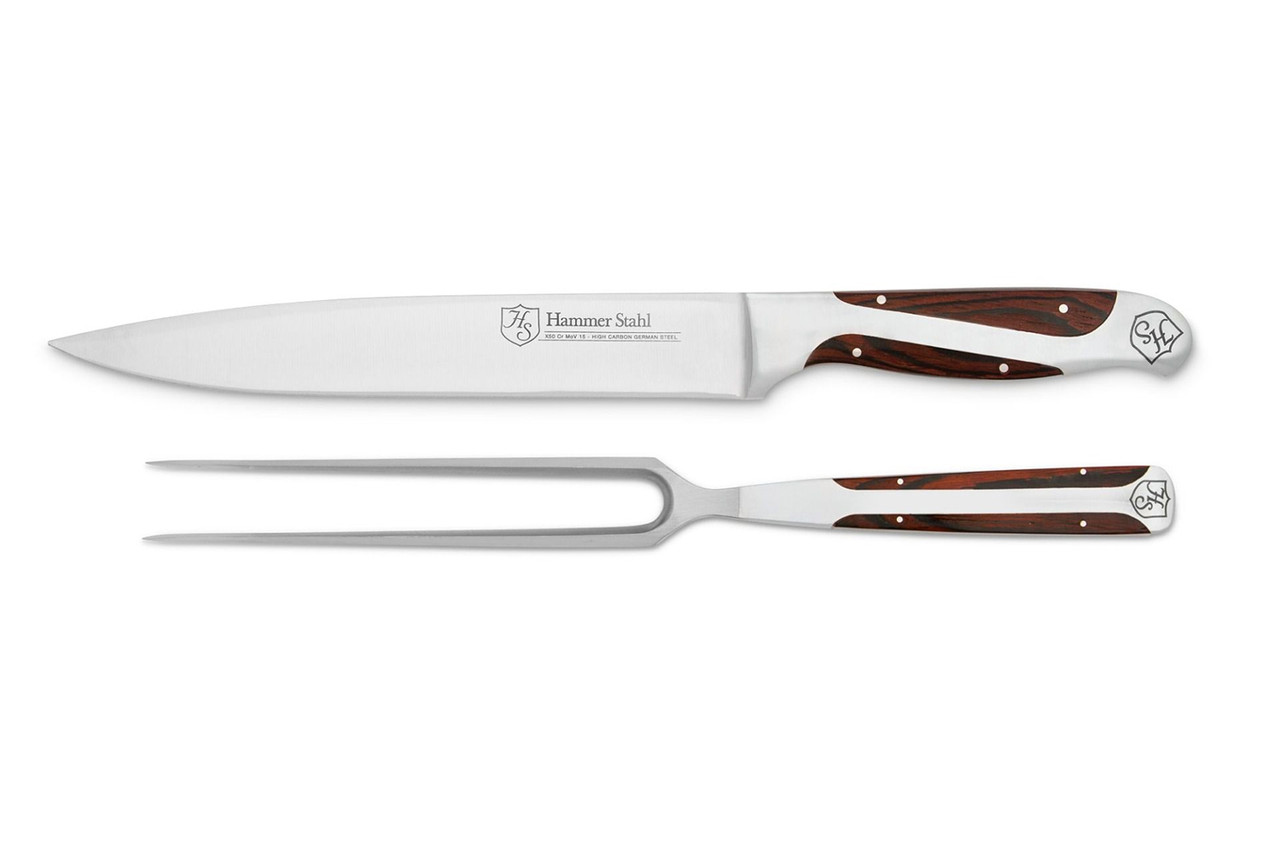 BECOKAY Carving Knife and Fork Set, High Carbon German Steel, 12
