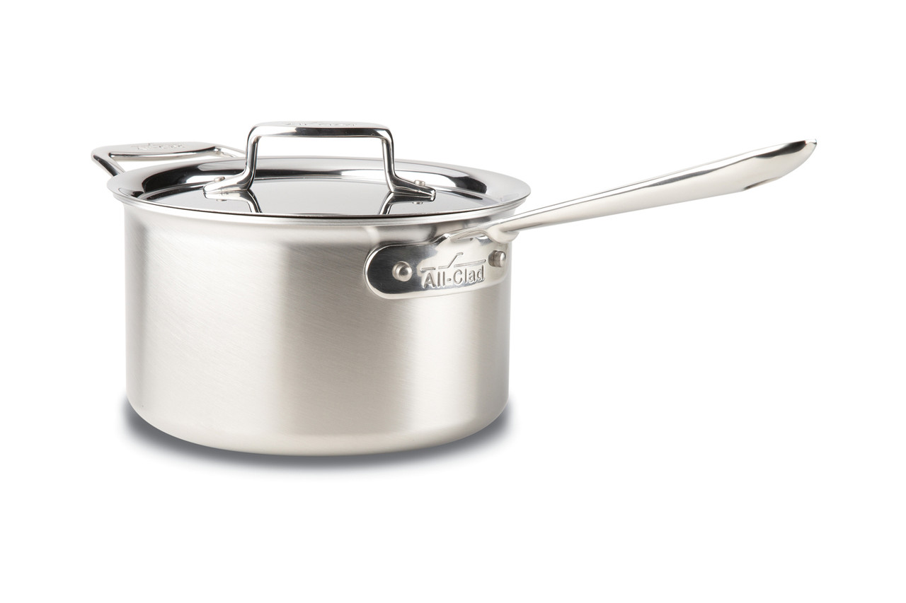 All-Clad d5 Brushed Stainless 4 qt. Sauce Pan with Lid & Loop