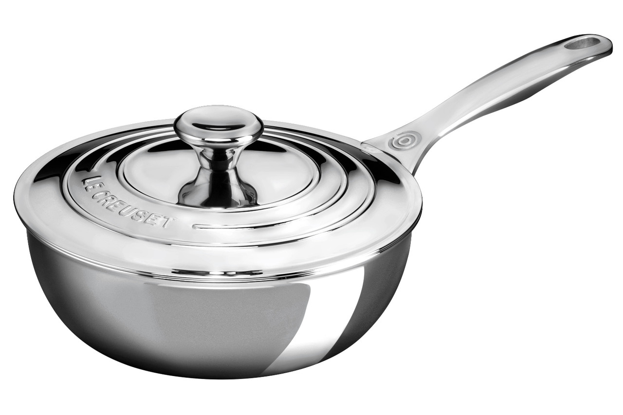 Le Creuset 2 Quart Stainless Steel Saucepan with Lid