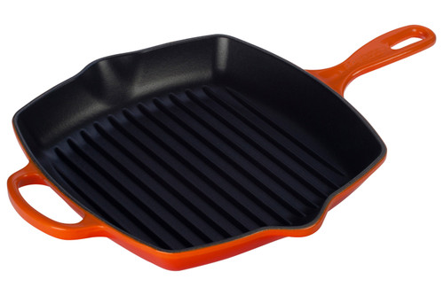 Le Creuset Signature Cast Iron 10 1/4 inch Square Skillet Grill - Flame