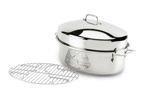 All-Clad Stainless Steel Covered Oval Roaster with Rack