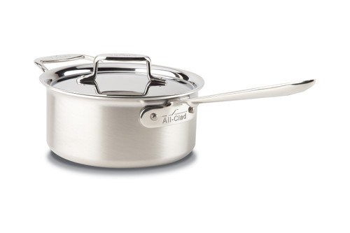 All Clad Brushed D5 4 Quart Sauce Pan with Lid - Stainless