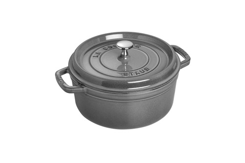 Staub Cast Iron 4 qt. Round Cocotte - Graphite Grey with Stainless Steel Knob
