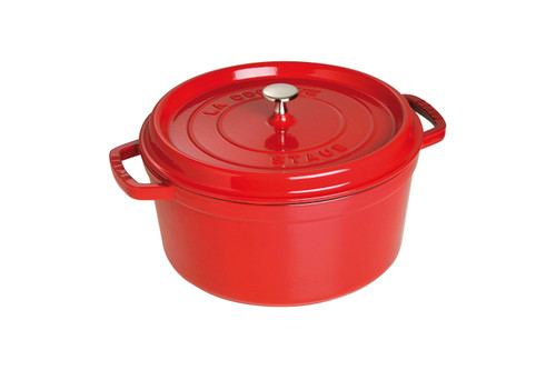 Staub Cast Iron 7 qt. Round Cocotte - Burnt Orange with Stainless