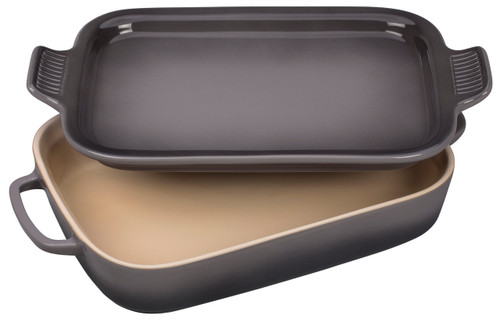 Le Creuset Stoneware 2.75QT Rectangular Dish with Platter Lid - Oyster