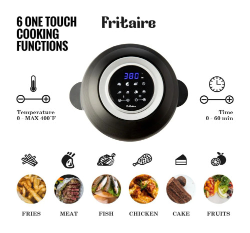 Fritaire, Self-Cleaning and BPA Free Glass Bowl Air Fryer, White