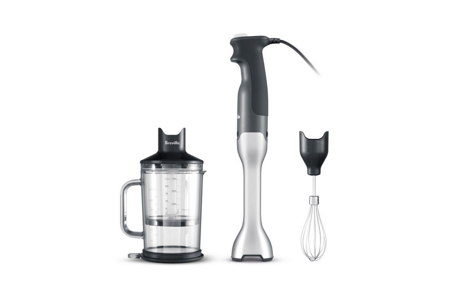 Breville The All-in-One 15-Speed Hand Blender, Stainless Steal/Black Power/Clear