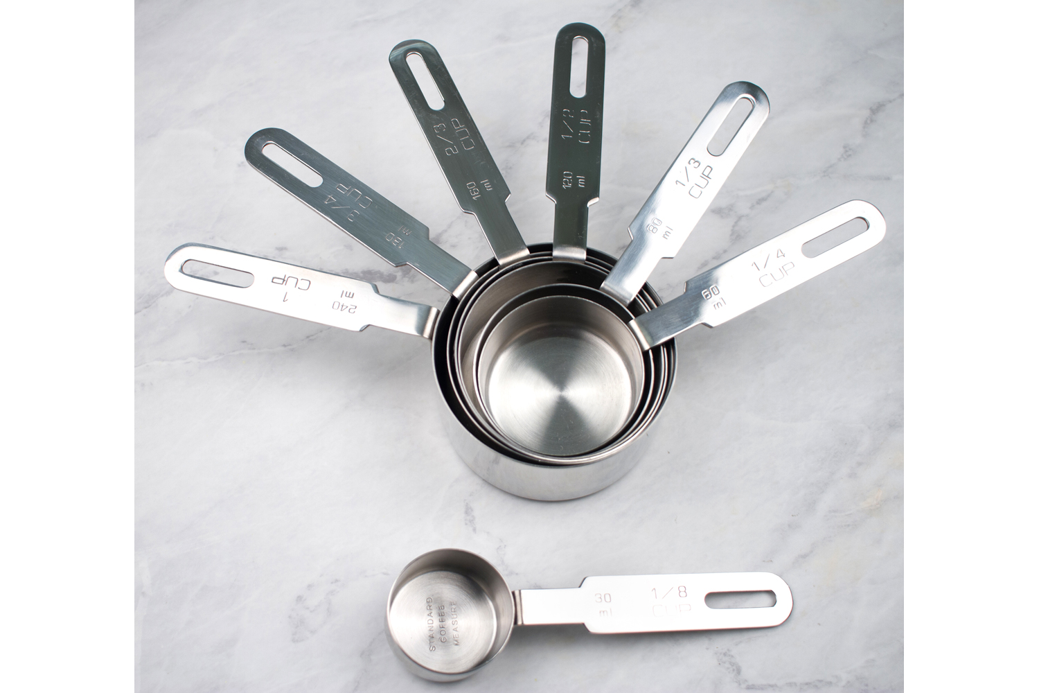 RSVP 7-Piece Stainless Steal Measuring Cup Set – The Cook's Nook