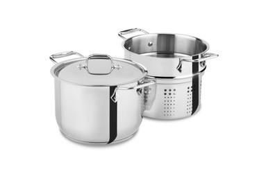 All-Clad Stainless 6qt Pasta Pot with Insert 2100078499 | MetroKitchen