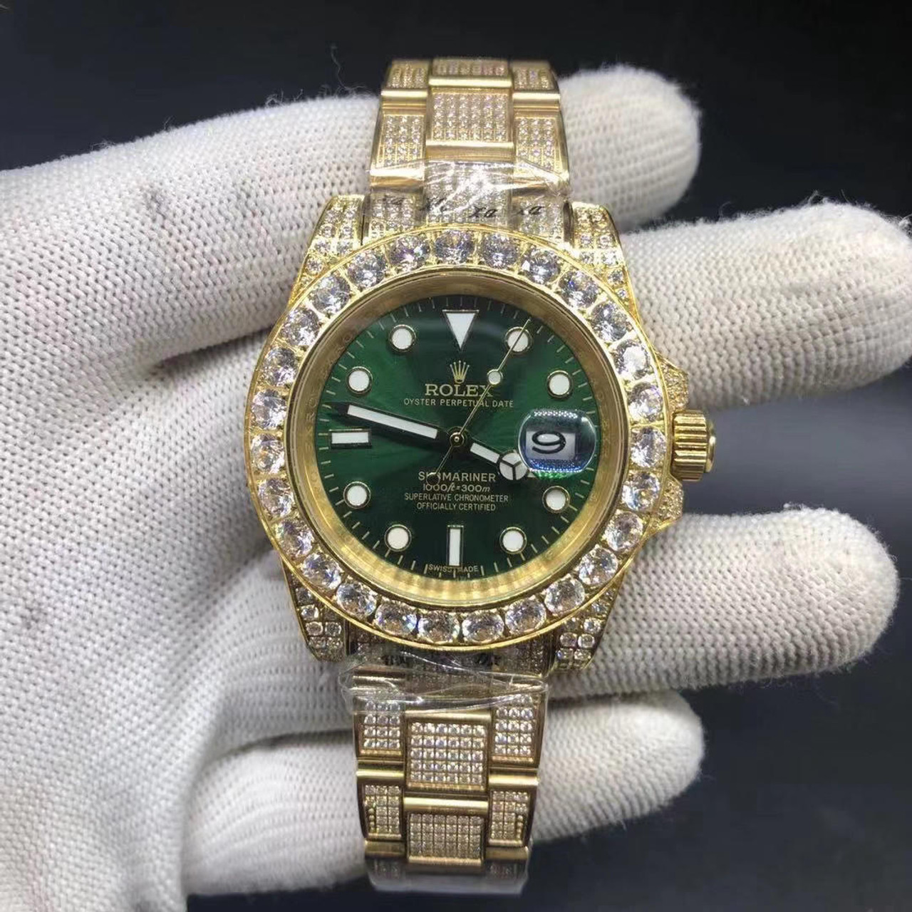 buy Iced out replica moissanite diamond bezel and bands clone Rolex ...
