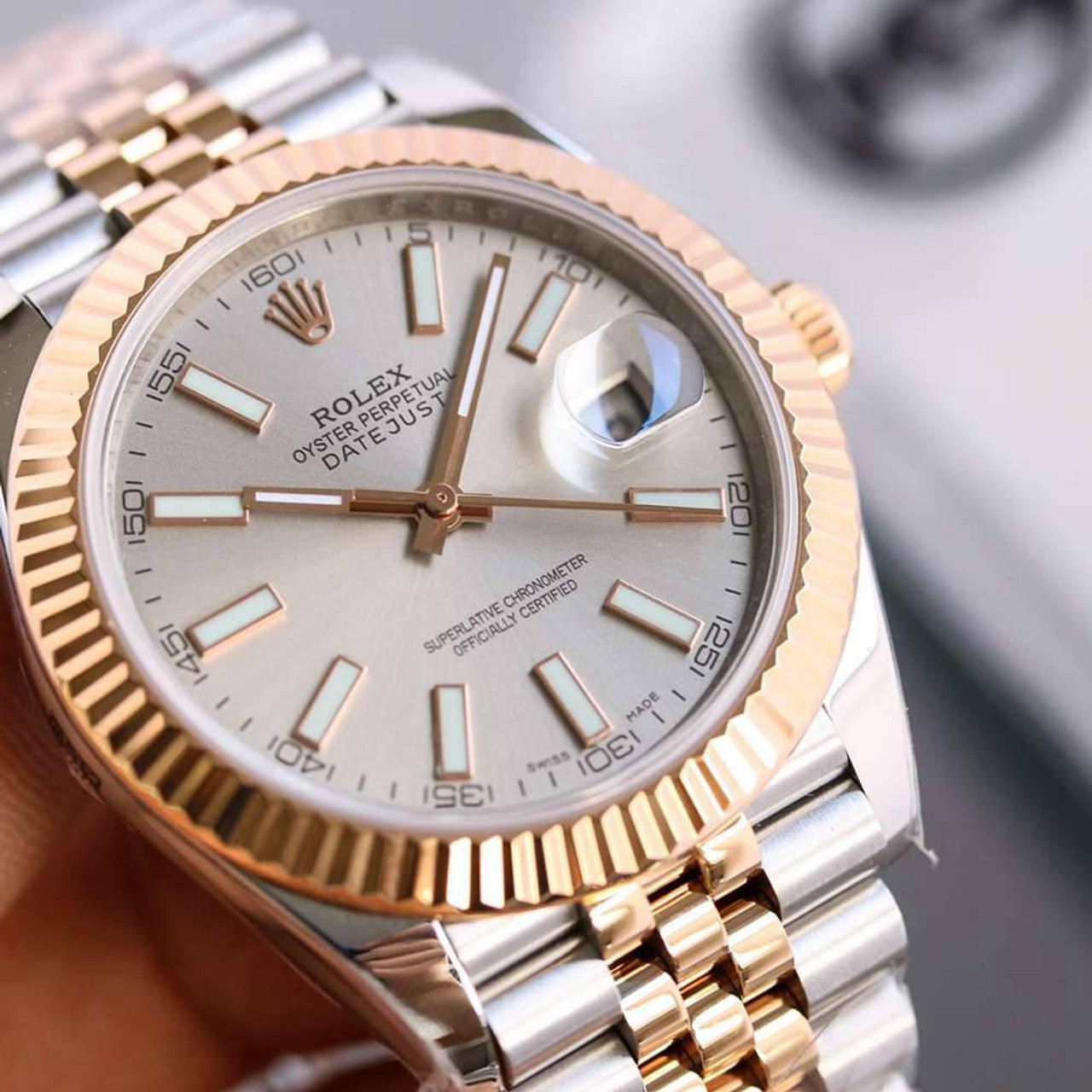 buy High quality replica Plain jane Rolex Datejust two tone rose gold ...