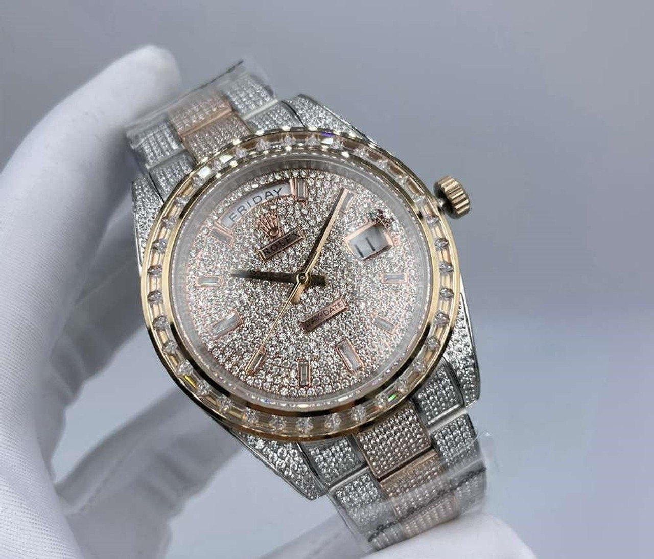buy High quality replica Iced Out Moissanite Rolex DayDate, 41mm ...