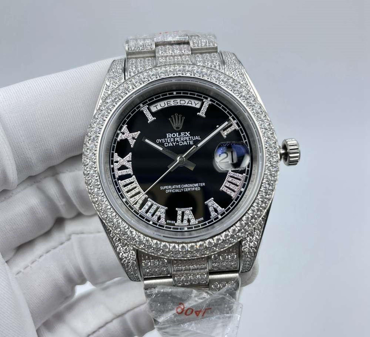 buy High quality replica Iced Out Moissanite Rolex DayDate Oyster ...