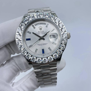 Buy High quality replica Iced out Moissanite Bezel Rolex Daydate Prongset 43mm from the best trusted, fake clone swiss designer brand watch website Buy High quality replica Iced out Moissanite Bezel Rolex Daydate Prongset 43mm from the best trusted, fake clone swiss designer brand watch website