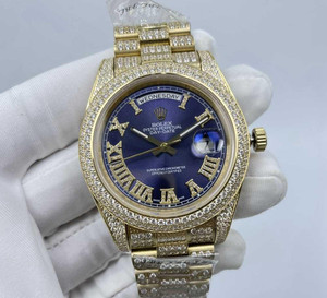 Buy High quality replica Iced Out Moissanite Rolex DayDate 41mm blue dial Roman numbers Pick Style from the best trusted, fake clone swiss designer brand watch website Buy High quality replica Iced Out Moissanite Rolex DayDate 41mm blue dial Roman numbers Pick Style from the best trusted, fake clone swiss designer brand watch website