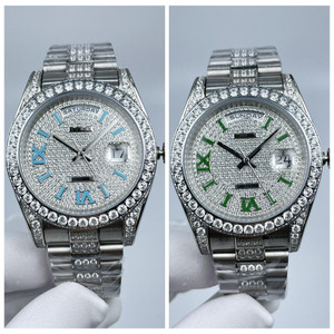 Buy High quality replica Iced out Rolex DayDate 41mm blue, green Roman numbers Pick Style from the best trusted, fake clone swiss designer brand watch website Buy High quality replica Iced out Rolex DayDate 41mm blue, green Roman numbers Pick Style from the best trusted, fake clone swiss designer brand watch website