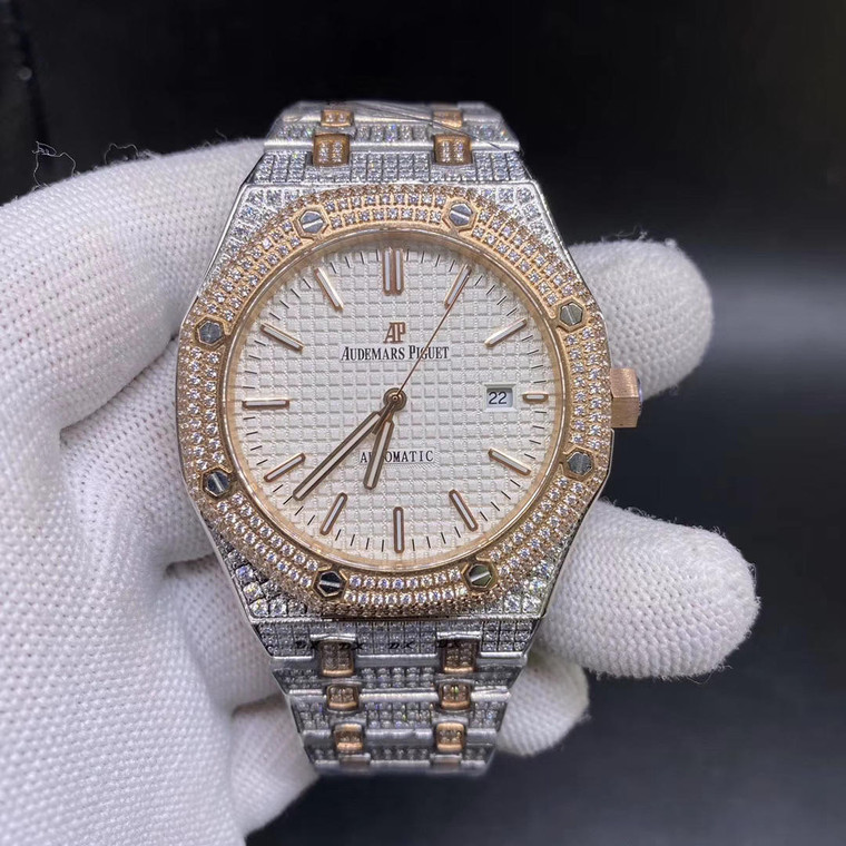 Buy Iced out moisonnite diamonds bezel and bands  replica AP watch (Select color way) from the best trusted, fake clone swiss designer brand watch website