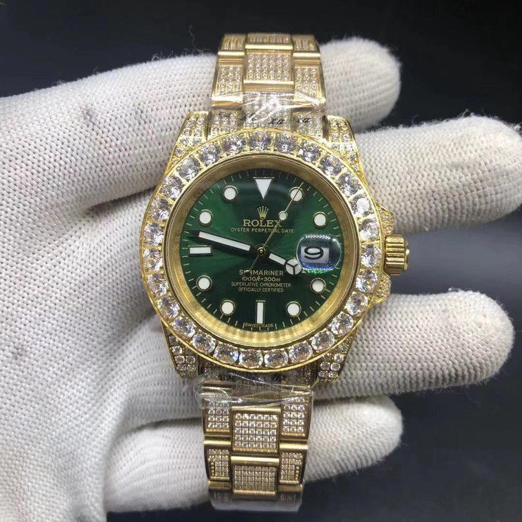Buy Iced out replica moissanite diamond bezel and bands clone Rolex submariner watch (PICK COLORWAY/STYLE) from the best trusted, fake clone swiss designer brand watch website