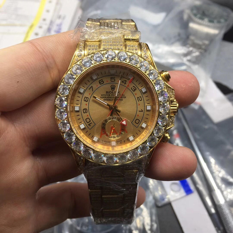 Buy High quality Iced out replica moissanite diamond rolex yachtmaster watch from the best trusted, fake clone swiss designer brand watch website