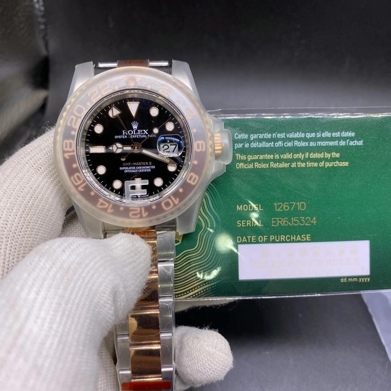 Buy High quality replica plain jane Rolex GMT rose gold two tone case 40mm from the best trusted, fake clone swiss designer brand watch website