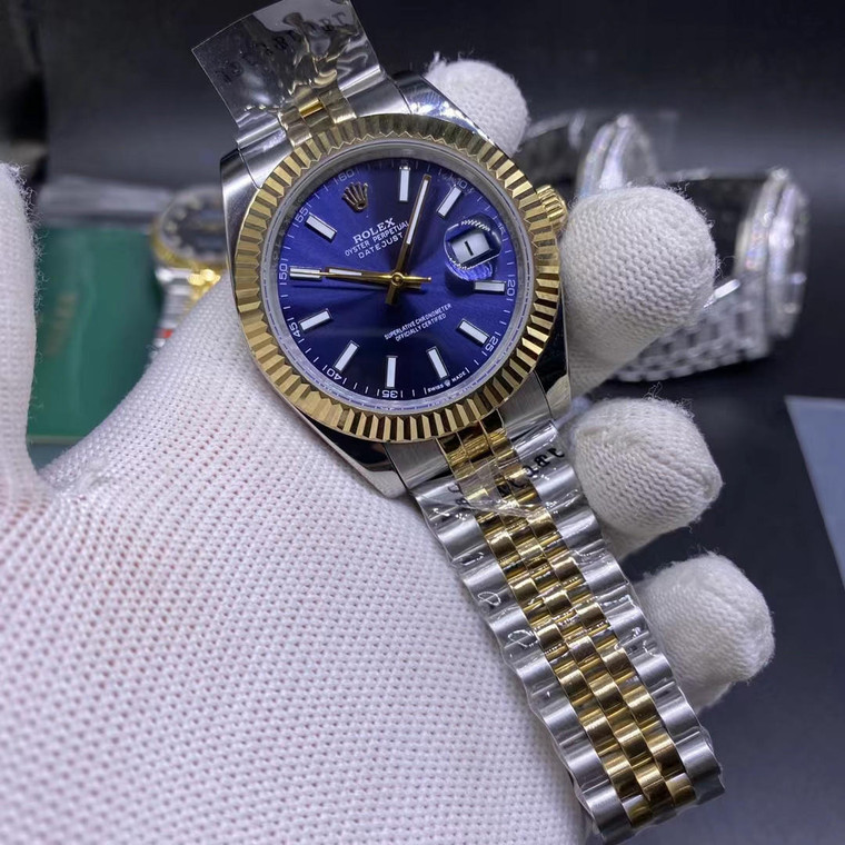 Buy High quality replica plain jane Rolex Datejust twotone gold case blue dial 40mm from the best trusted, fake clone swiss designer brand watch website