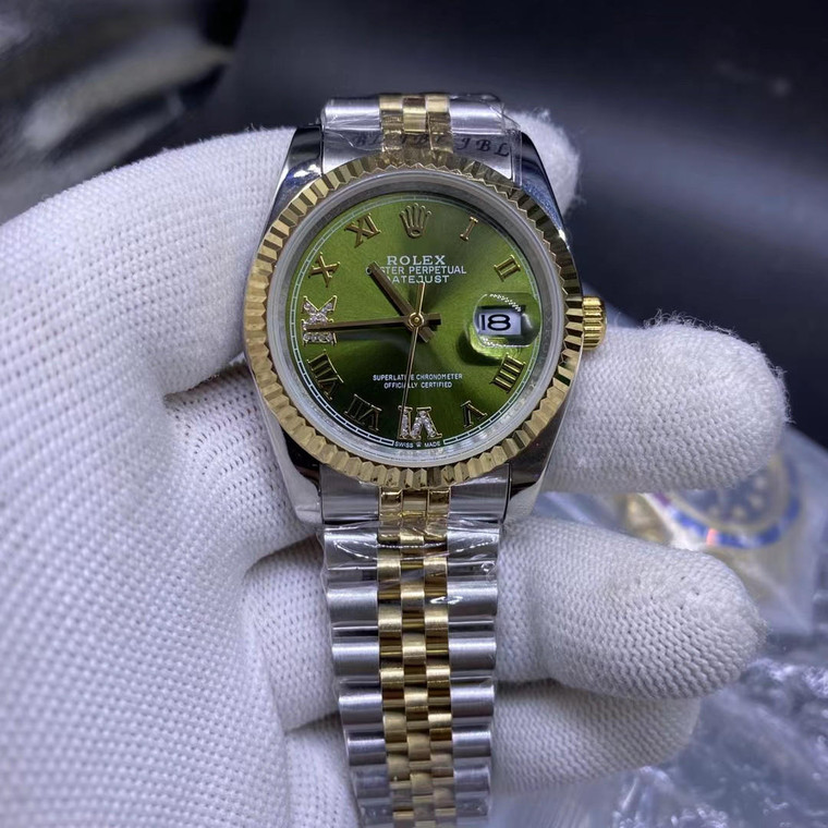 Buy High quality replica Plain Jane Rolex, Datejust, Two tone, green dial, 36 - 44mm available from the best trusted, fake clone swiss designer brand watch website