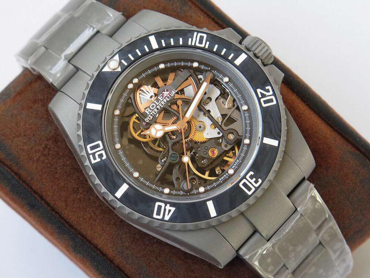 Buy High quality replica Plain jane Rolex SUB skeleton dial carbon from the best trusted, fake clone swiss designer brand watch website