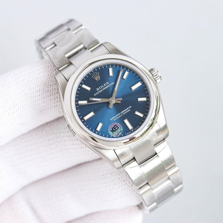 Buy High quality replica plain jane Rolex Oyster Perpetual series blue watch from the best trusted, fake clone swiss designer brand watch website