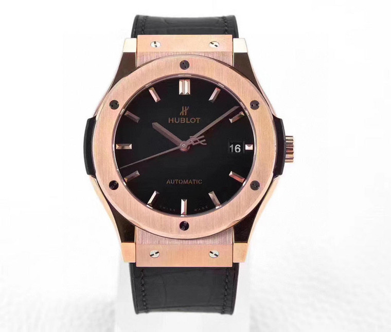 Buy High quality replica plain jane Hublot classic fusion series rosegold/black watch from the best trusted, fake clone swiss designer brand watch website