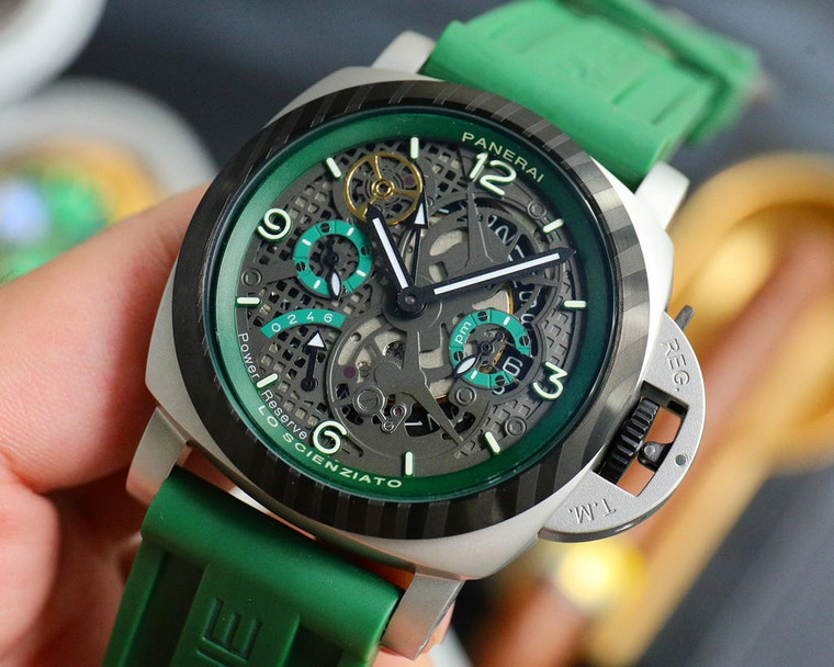 Buy High quality replica plain jane PANERAI skeleton Green watch (select colorway) from the best trusted, fake clone swiss designer brand watch website