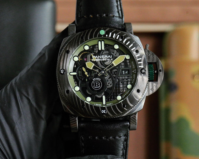 Buy High quality replica plain jane Panerai v7 submersible black green Watch from the best trusted, fake clone swiss designer brand watch website