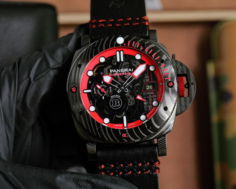 Buy High quality replica plain jane Panerai v7 submersible black red Watch from the best trusted, fake clone swiss designer brand watch website