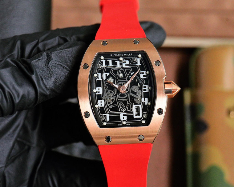 Buy Super clone replica plain jane Richard Mille RM067 red rosegold watch from the best trusted, fake clone swiss designer brand watch website