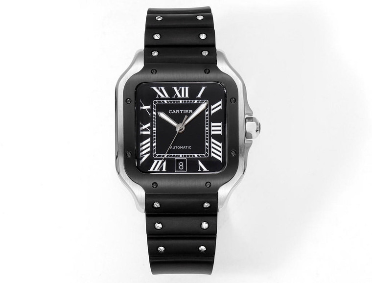 Buy Super clone replica Cartier Santos Skeleton AF1 Series black silver watch from the best trusted, fake clone swiss designer brand watch website
