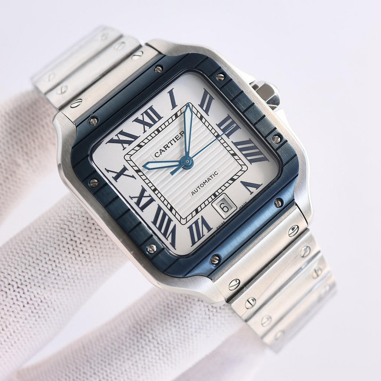 Buy High quality replica plain jane Cartier Santos Series AF1 silver/blue Watch from the best trusted, fake clone swiss designer brand watch website