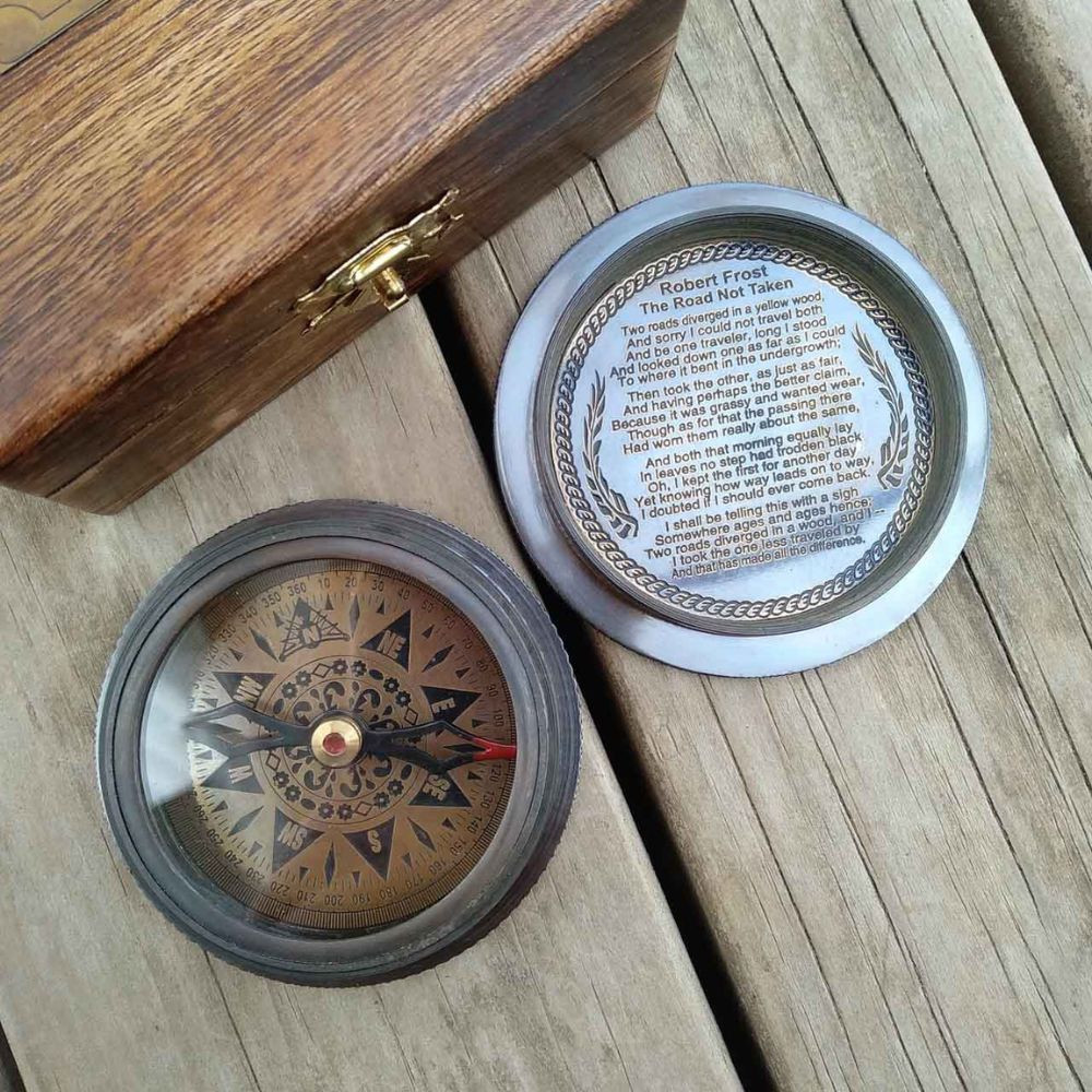 Brass Compass In Timber Box - Pirate by Backyard | Commercial Supplies ...