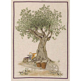 Olive Tree Viola 100% Linen Tea Towel by Tessitura Toscana Telerie