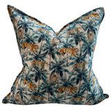 Wild Tiger and Palm Trees Cushion Cover by Le Monde