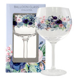 Dusty Azure Floral Balloon Glass by Splosh