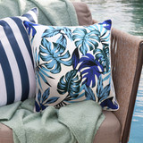 Tropical Monstera Blue Outdoor Cushion by Limon