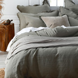 Olive Laundered Linen Duvet Cover Set by MM Linen