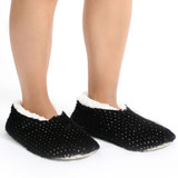 Women's Metallic Black Slippers by SnuggUps