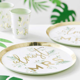 Botanical Hen Party Gold Foiled Paper 'Almost Mrs' Plates