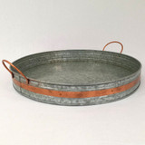 Round Tray Galvanized Copper Band by Vanillaware