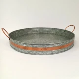Round Tray Galvanized Copper Band by Vanillaware