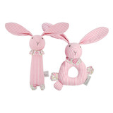 Maggie Striped Bunny Rattle Set by Little Dreams