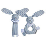 Michael Striped Bunny Rattle Set by Little Dreams