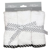 6 Pack Terry Towelling White Facewashers by Little Dreams