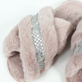 Blush Silver Crossover Plush Slippers by Honeydew