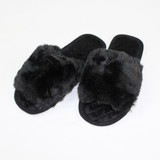 Black Classic Slide Plush Slippers by Honeydew